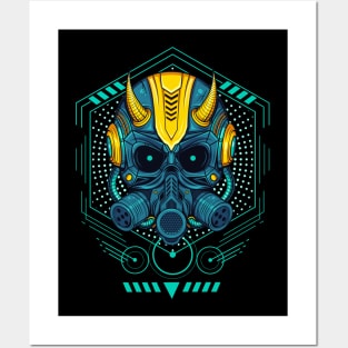 Mecha Skull with Gask Mask Posters and Art